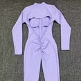 thumbnail image 4 of Mono de manga larga con cremallera para mujer, conjunto de yoga de una pieza con cremallera, ropa de entrenamiento de gimnasio con efecto push up, mono deportivo para fitness, 4 of 4