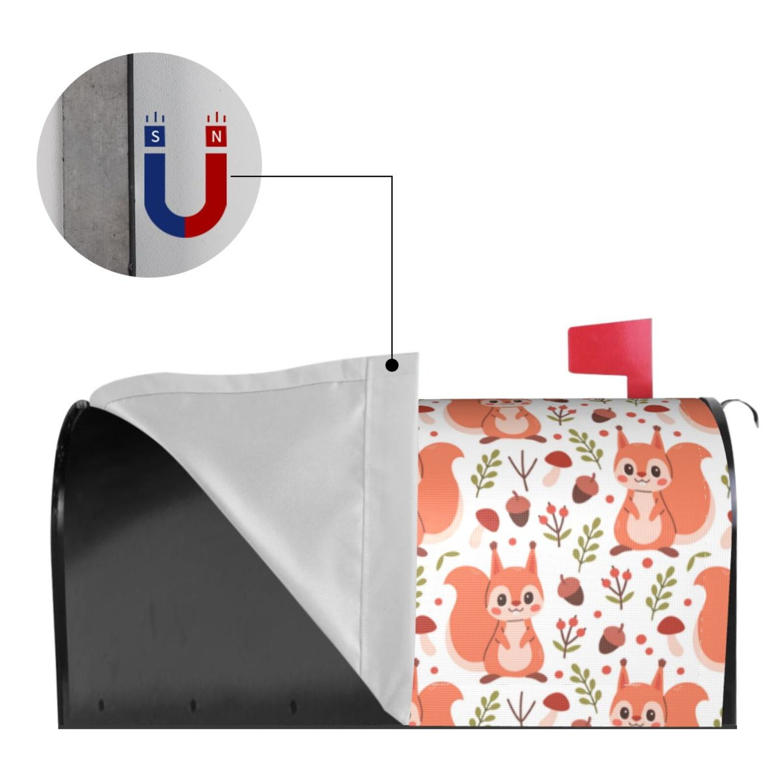 Xecao Squirrel And for Mailbox Cover with Magnetic Strips, Waterproof and Sunscreen, Adds a Decorative Touch to Your Garden Yard.