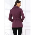 thumbnail image 3 of DARING DIVA Women's Lapel Collar One Button Overcoat with Belt S Purple, 3 of 8