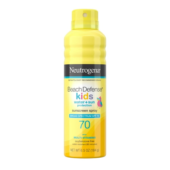 Neutrogena Beach Defense SPF 70 Kids Sunscreen Spray, Beach Essentials Body Sun Care, 6.5 oz