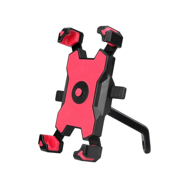 U-847 Red Cycling Phone Holder Mirror Mount Abs Material Shockproof For Outdoor Use Easy Lock Mechanism One Handed Operation 360 Rotation
