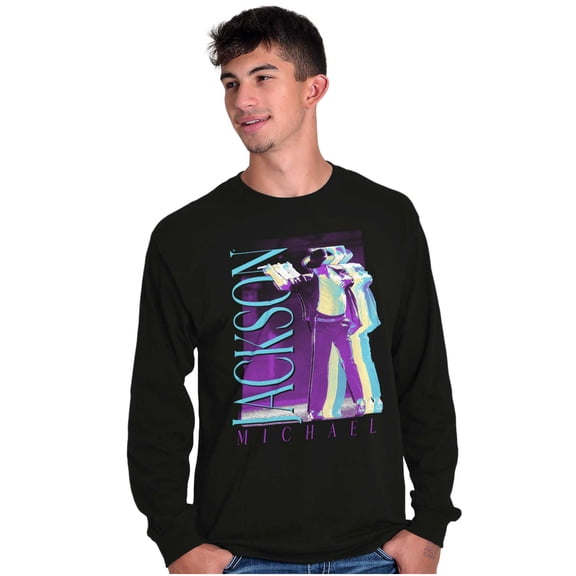 Michael Jackson MJ Dance Glitch Crew Neck Long Sleeve Graphic Tee Brisco Brands S