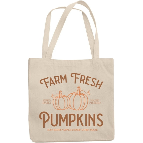 Farm Fresh Pumpkins, Open Daily, Hand Picked, 12oz Canvas Tote Bag
