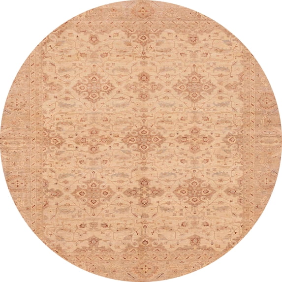 Ahgly Company Machine Washable Indoor Round Abstract Mango Orange Area Rugs, 3' Round