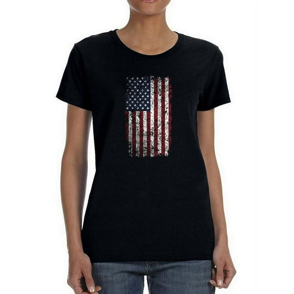 Grunge Style U.s.a. Flag Women T-Shirt, Female 3X-Large