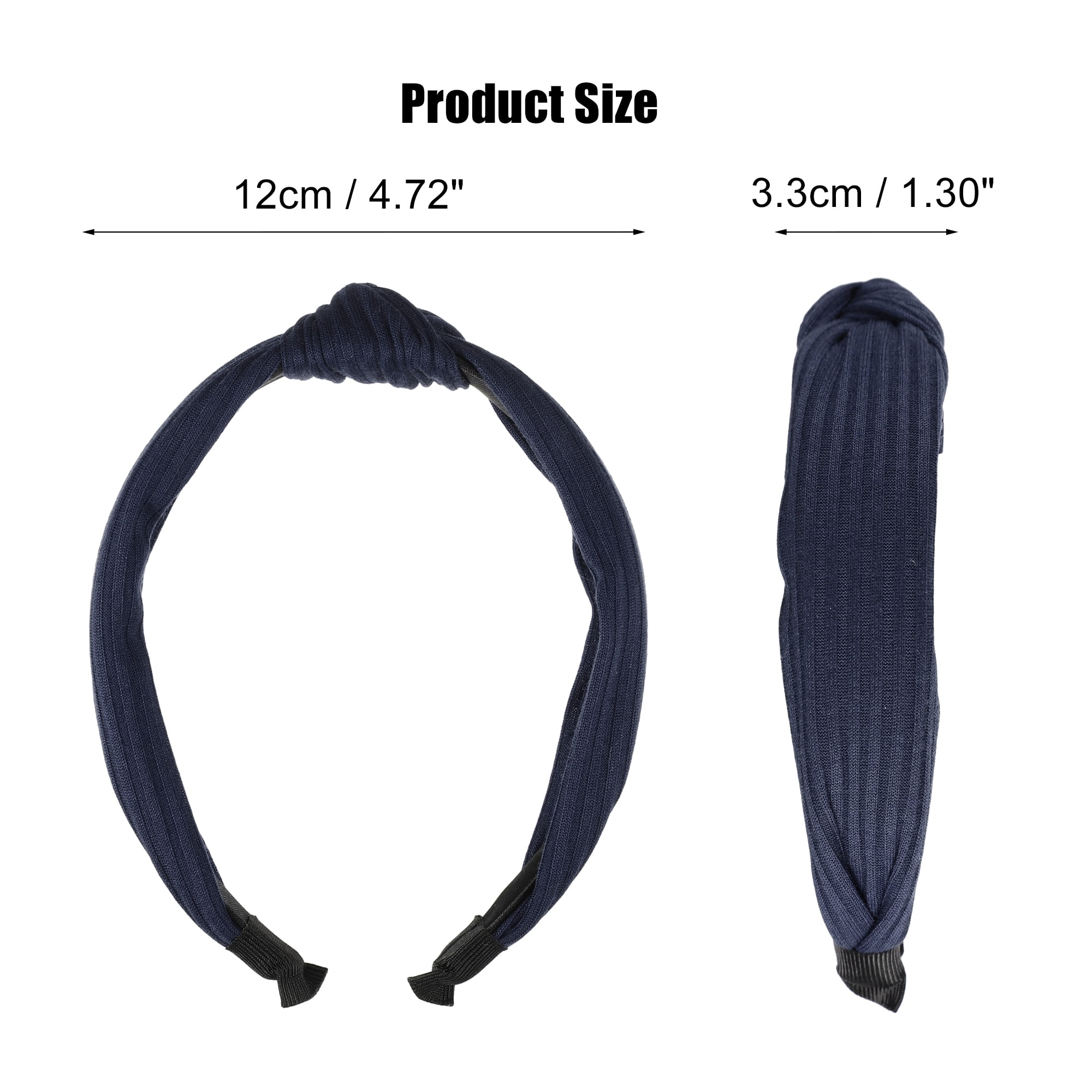 Unique Bargains Textured Cotton Knot Headband Soft Hairband for Women 1.3 Inch Wide Navy Blue