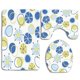 thumbnail image 1 of ABPHQTO Amarillo y azul Círculos de garabatos al azar Resumen Floral Niños Amarillo claro Gris Azul bebé Juego de alfombras de baño de 3 piezas Alfombra de baño Alfombra de contorno y tapa de inodoro, 1 of 2