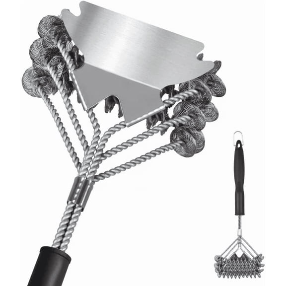GUENG 18" Bristle-Free BBQ Grill Brush with Scraper, Stainless Steel Safe Grill Grate Cleaner