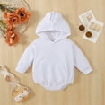 thumbnail image 2 of EnJoCho Kids Fall Romper Baby Unisex Solid Long Sleeves Hooded Sweateshirt with Pocket Toddler Boys Girls Cute Daily Jumpsuit Home Outing Outwear, 2 of 9