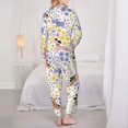thumbnail image 3 of Pajama Sets for Women 2 Pcs, Floral puppy Button Down Long Sleeve Sleepwear Lounge PJ Sets, 3 of 6
