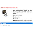 thumbnail image 2 of Rear Axle Differential Bearing and Seal Kit - Compatible with 1999 - 2004 Isuzu Rodeo 2000 2001 2002 2003, 2 of 2