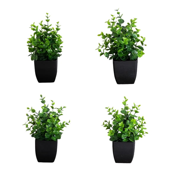 8in. Artificial Boxwood in Black Square Pot - Set of 4