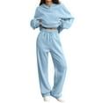 thumbnail image 6 of Fgvctg Womens 2 Piece Outfits Winter Sweatsuit Athletic Jogger Sweatpants Comfy Fleece Tracksuit Oversized Sweatshirt Lounge Hoodie with Pockets Sky Blue M, 6 of 6