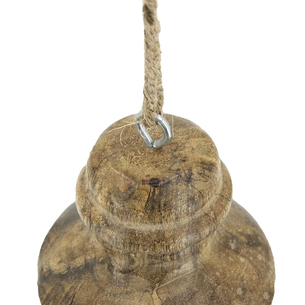 Sustainable Mango Wood Christmas Ornament 3.1 Inch Natural Grain Jute Hanger Eco-Friendly Decor