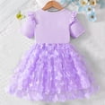thumbnail image 4 of JDQJBZ Girls Short Sleeve Dress Embroidery Ruffle Hem Summer Party Outfit, 4 of 5