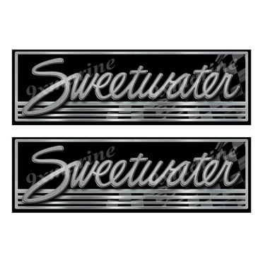2 Sweetwater Pontoon Boat Classic Stickers. Remastered Name Plate