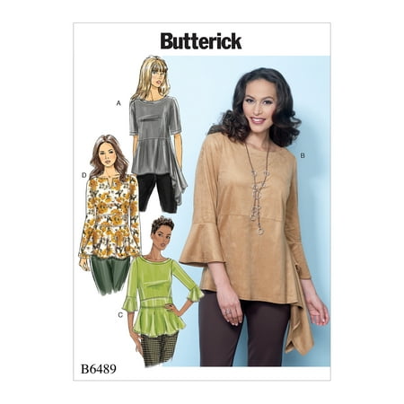 Butterick Pattern Misses' Pullover Tops with Sleeve and Peplum Variations-L-XL-XXL