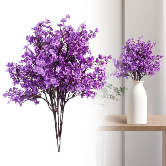 1 Bundle Artificial Baby Breath Flower Pick,Baby's Breath Artificial Flowers for Wedding,Party,Home & Floral Decoration,Real Touch Lifelike Gypsophila Bouquet for Flower Arrangement Indoor Use,Purple