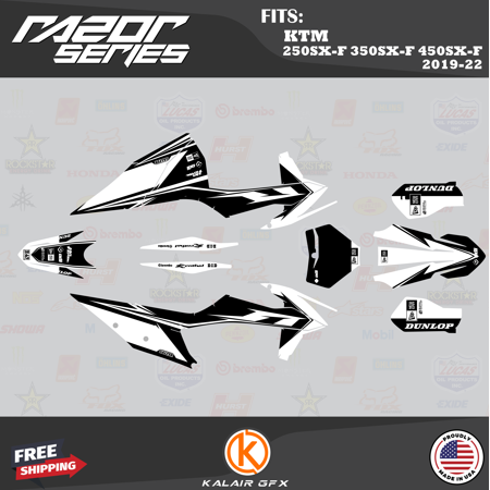 Kalair GFX Graphics Kit for KTM Motocross 4-STROKE 250SX-F 350SX-F and 450SX-F (2019-2022) Razor Series Kalair GFX Graphics Kit for KTM Motocross 4-STROKE 250SX-F 350SX-F and 450SX-F (2019-2022) Razor Series