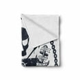 thumbnail image 2 of Anchor Soft Flannel Fleece Throw Blanket, Vintage Style Nautical Pirate Skull and Whale Design Ship Marine Image, Cozy Plush for Indoor and Outdoor Use, 50" x 70", Dark Blue White, by Ambesonne, 2 of 6
