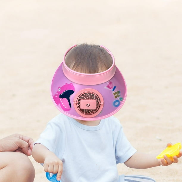 Sombrero de visera perfke con ventilador carga USB vacío Ancho Rosa