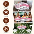 thumbnail image 6 of Pink Grey Ombre Round Tablecloth 55-60 Inch Round Fitted Table Cloth with Elastic Edge, Modern Abstract Moire Art Geometric Waterproof Table Cover Protector for Outdoor Picnic Party Dining, 6 of 6