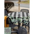 thumbnail image 4 of Outdoor Tablecloth with Umbrella Hole and Zipper, Sage Green Eucalyptus Square Table Cloth 60x60 Inch Waterproof Tablecloth, Spring Leaves Black White Plaid Picnic Table Cover for Patio Camping, 4 of 7