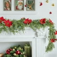 thumbnail image 4 of Christmas Garland Vines Christmas Green Rattan with Red Flower Decoration Simulation Home Stairs Fireplace Front Porch Door Display Indoor Outdoor Christmas Decor, 4 of 6