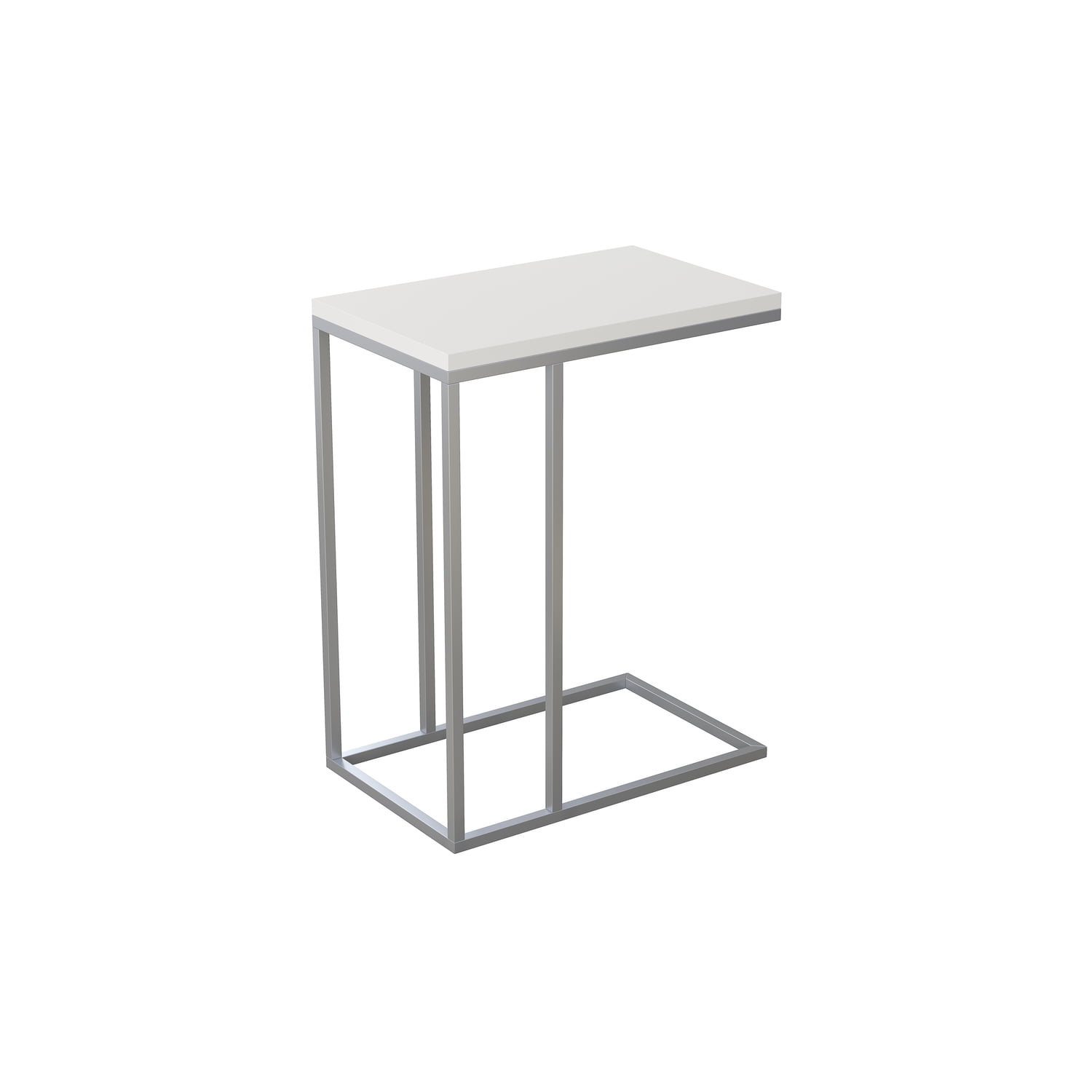 white and silver accent table