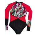 thumbnail image 1 of MHFRRA Maillot de Bain Femme Femmes Manches Longues Imprimé Floral Fermeture Éclair devant Maillot de Bain Surf Tenue de Bain S, 1 of 9