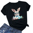 thumbnail image 2 of Pantalones Cortos para las Mujeres Sexy Pascua Moda Impresión Cuello Redondo Tee, Poliéster Ligero Casual Top para Primavera Verano Diario, Blusa de Suéter, 2 of 4
