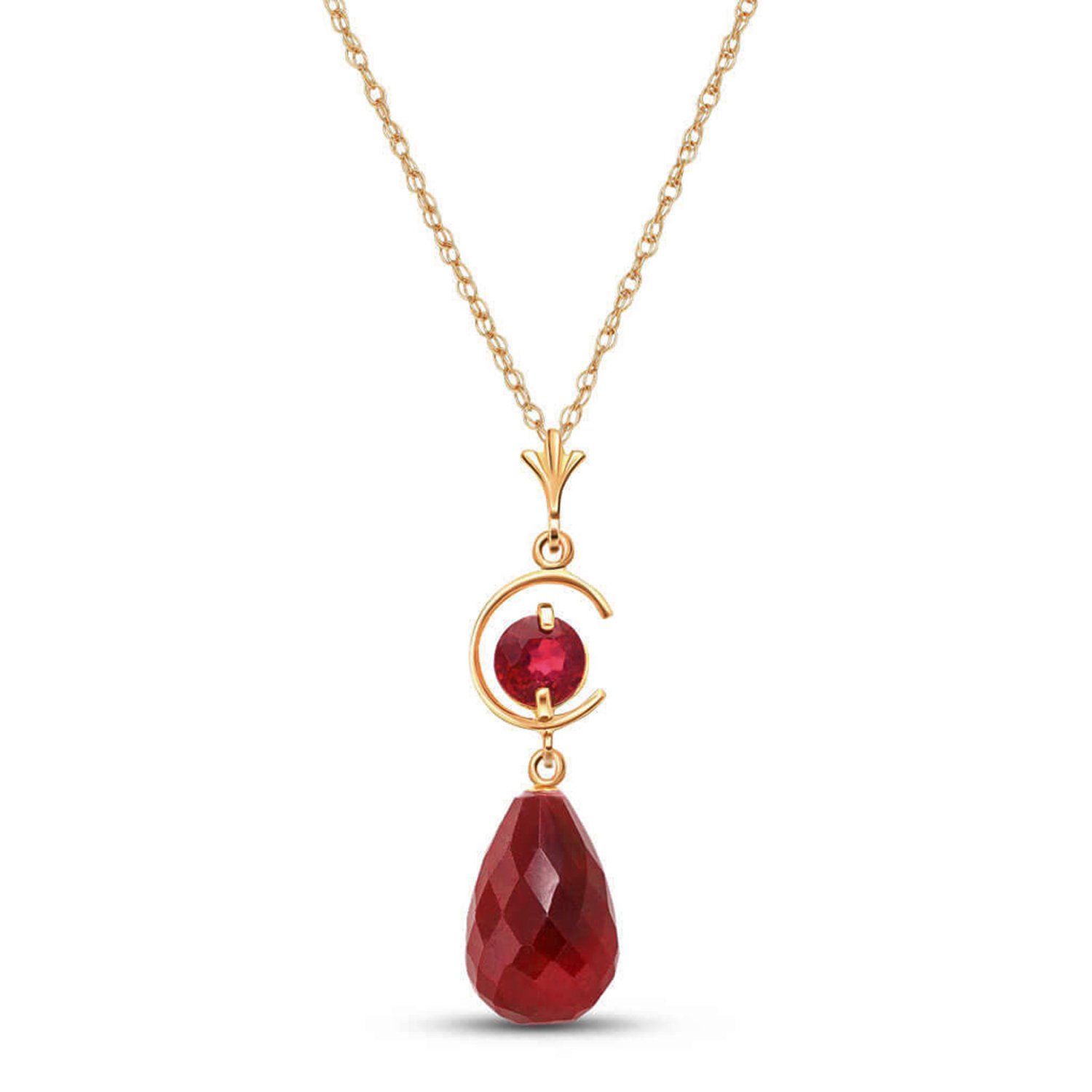 Galaxy Gold 14K Solid Gold 9.3 Carat Natural Ruby Pendant Necklace for Women - Yellow Gold Fine Jewelry