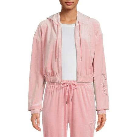 No Boundaries Juniors’ Velour Zip Up Hoodie