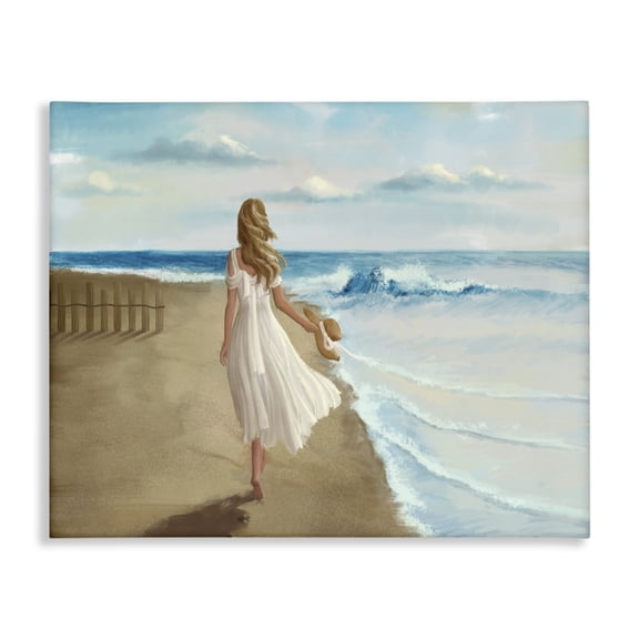 Stupell Industries Coastal Walk On The Beach Canvas Art, 48 x 36, by Ziwei Li