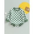 thumbnail image 2 of Bagilaanoe Newborn Baby Boy Girl Romper Sweatshirt Long Sleeve Bodysuit Checkerboard Print Pullover 6M 12M 18M 24M Infant Casual Tee Tops, 2 of 8
