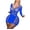 Blue, variant on Helii Womens Sheer Fishnet Dress Mesh Exotic Mini Dress Striped Hollow Out Bodycon Mini Dress Three Quarter Sleeve Clubwear Party Dress Short Stretchy See Through Dress 6 Color Pack