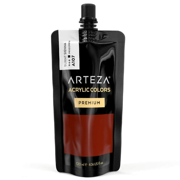 Arteza Acrylic Professional Artist Paint, Burnt Sienna, 120ml - Single Color