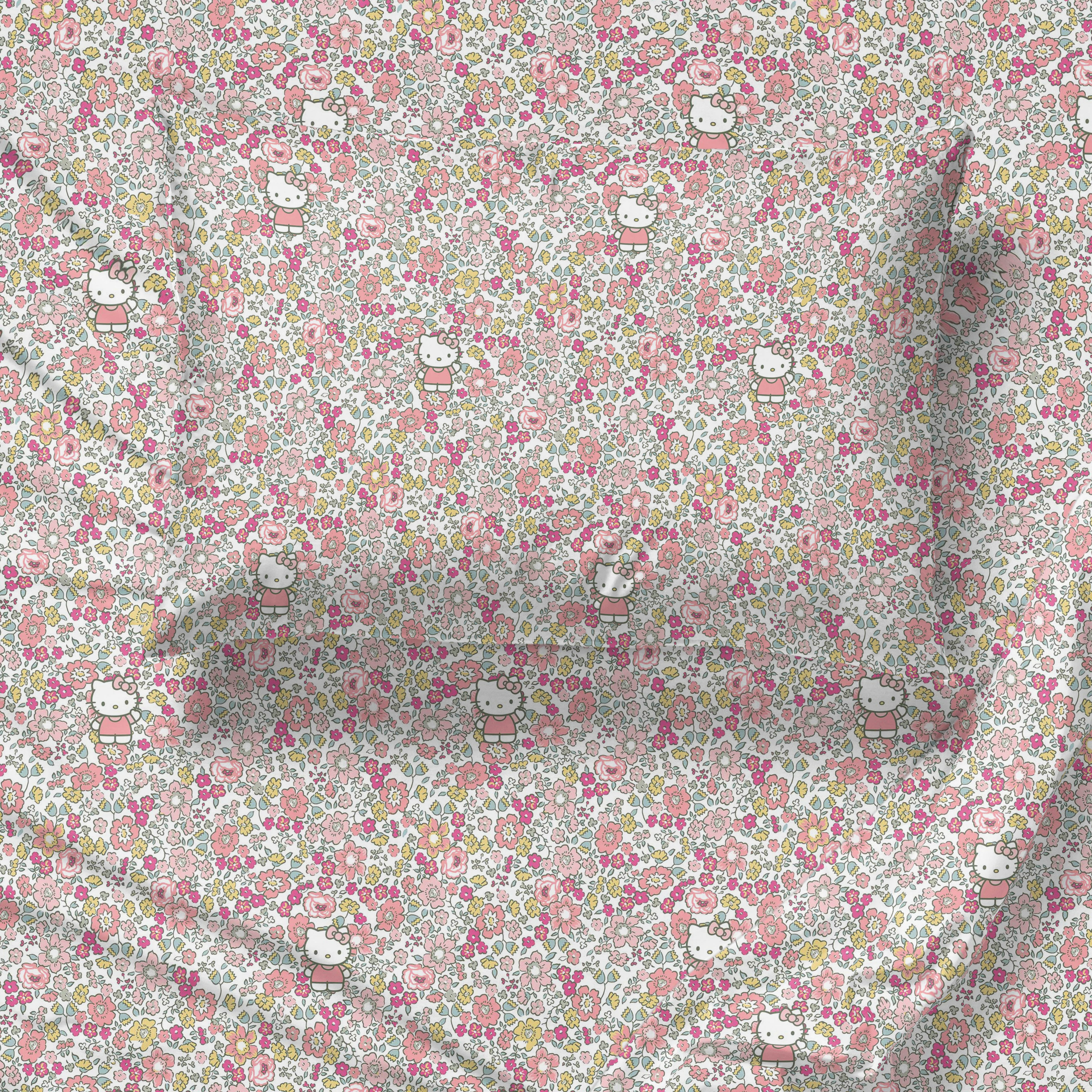 Sanrio Hello Kitty Floral Grace 4 Piece Full Kids Sheet Set - Soft Kids Bedding