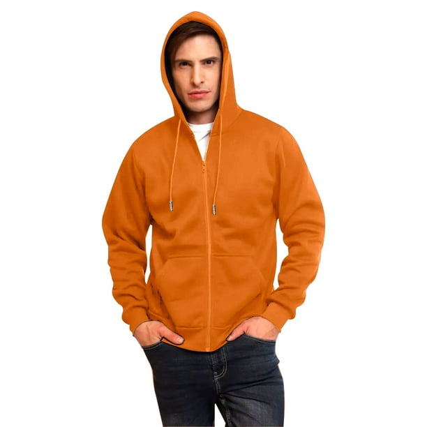 Sudadera Hoodie Unisex Naranja con Cierre, Capucha, Cangurera, Calientita, Casual, Abrigo, Chamarra Dahirim Store HDJ1912NRN