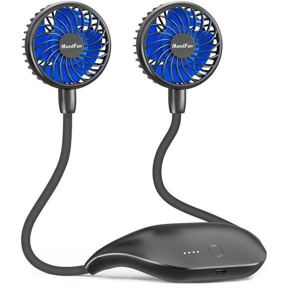 HandFan 10000mAh Portable Neck Fan Rechargeable, Wearable Personal Fans for Neck, Hands Free Necklace Fan Battery Operated, Neck Cooling Air Condition for Men Women Travel Hiking