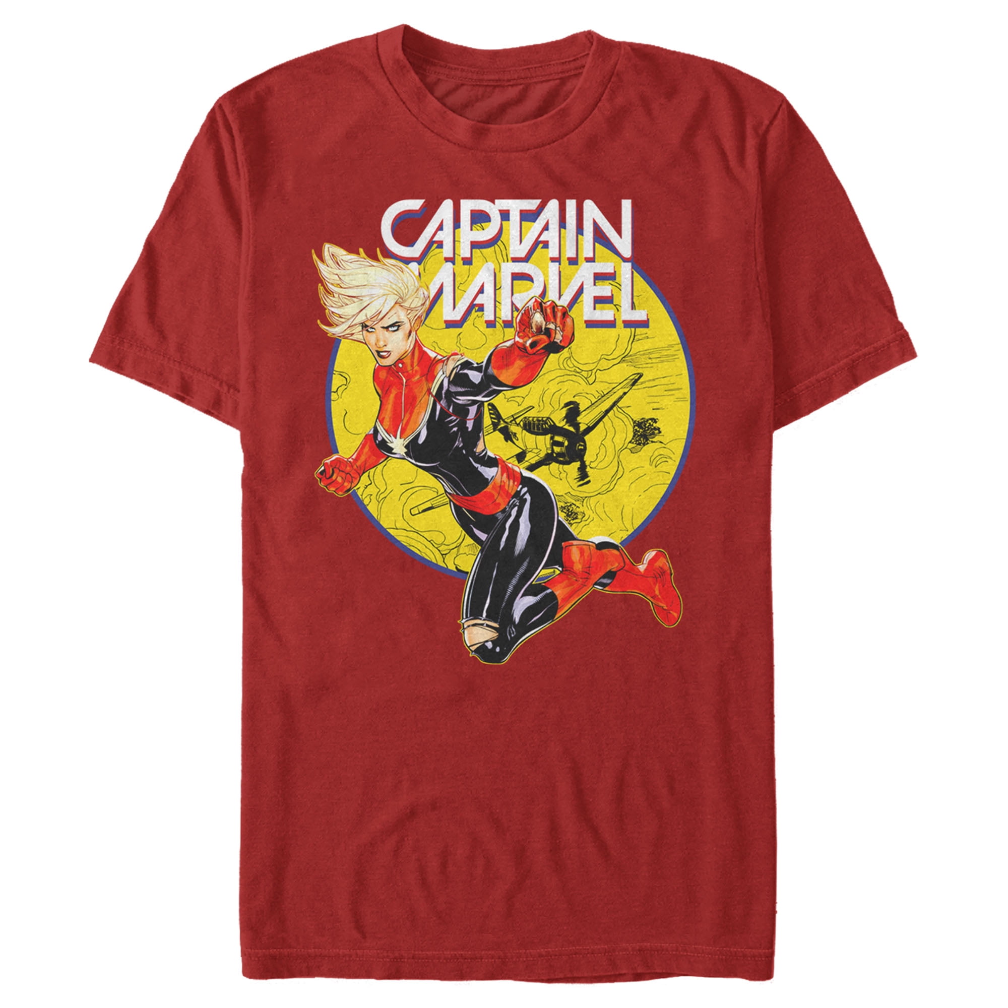 Men's Marvel Captain Marvel Vintage Ring Graphic Tee Red Large