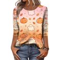 thumbnail image 4 of Halloween 3/4 Sleeve Shirts Ladies' Halloween Top Halloween Shirts for Women Halloween Clothing Cute Halloween Ghost Shirt Halloween Tee Fall Shirts Plus Size Tops Crew Neck T Shirts, 4 of 4