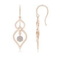 ANGARA Natural Diamond Cluster Double Drop Earrings in 14K Rose Gold for Women (Size-1.5mm| Color-K| Clarity-I3) | April Birthstone, Anniversary, Jewelry Gift for Women | Natural Diamond Earrings