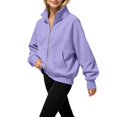 thumbnail image 5 of Ruyang Kids Zip Up Hooded Sweatshirt Long Sleeve Jacket Pockets Loose Coat Fall Warm Outerwear for Girls, 5 of 7