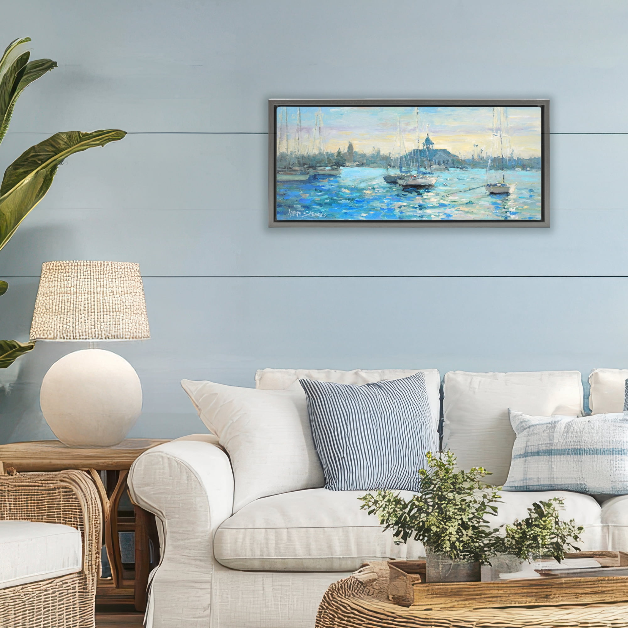 Stupell Industries Sunday On The Water Gray Framed Floater Canvas Wall Art, design by Allayn Stevens