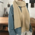 thumbnail image 4 of Bufanda de punto de lana gruesa estilo Harajuku para mujer, bufanda gruesa y cálida que combina con todo para invierno, color sólido para estudiantes, a la moda, 4 of 6