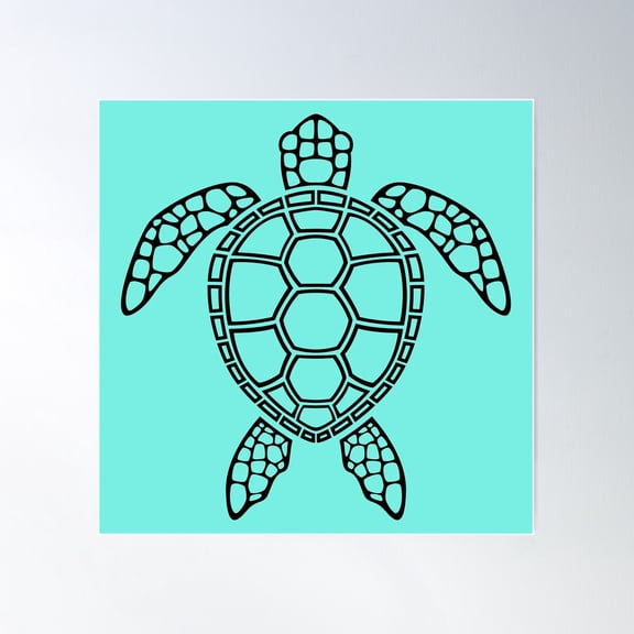 Black Outline Sea Turtle Design Poster Wall Art, Modern Wall Decor For Living Room Bedroom, 30x30 UNFRAMED