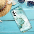 thumbnail image 6 of TJS Phone Case for Samsung Galaxy A32 5G, with [Tempered Glass Screen Protector] Slim TPU Matte Marble Transparent Clear Cover (Mint Green Marble), 6 of 7