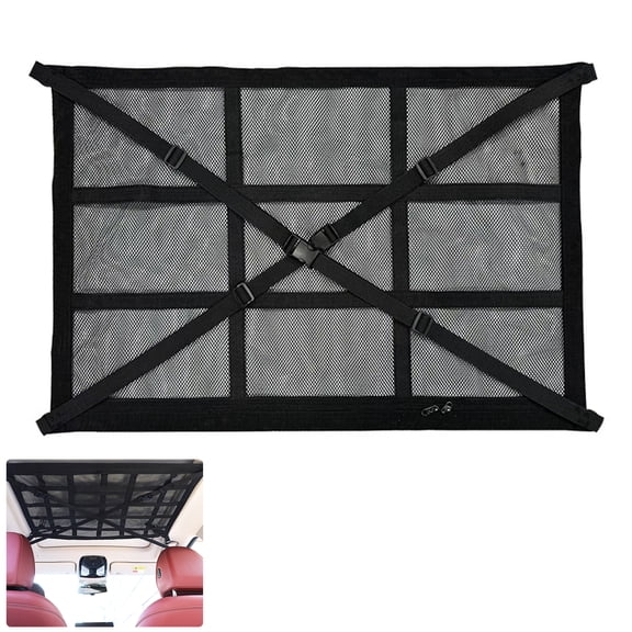 BTideas Car Ceiling Cargo Net Pocket,31.5×20.9'' Double-Layer Car Ceiling Storage Mesh Organizer