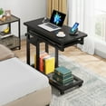 thumbnail image 2 of Tribesigns Small Mobile Computer Desk, Portable Adjustable Height Desk with Power Outlets and Storage Shelves for Home Office, Black, 2 of 10
